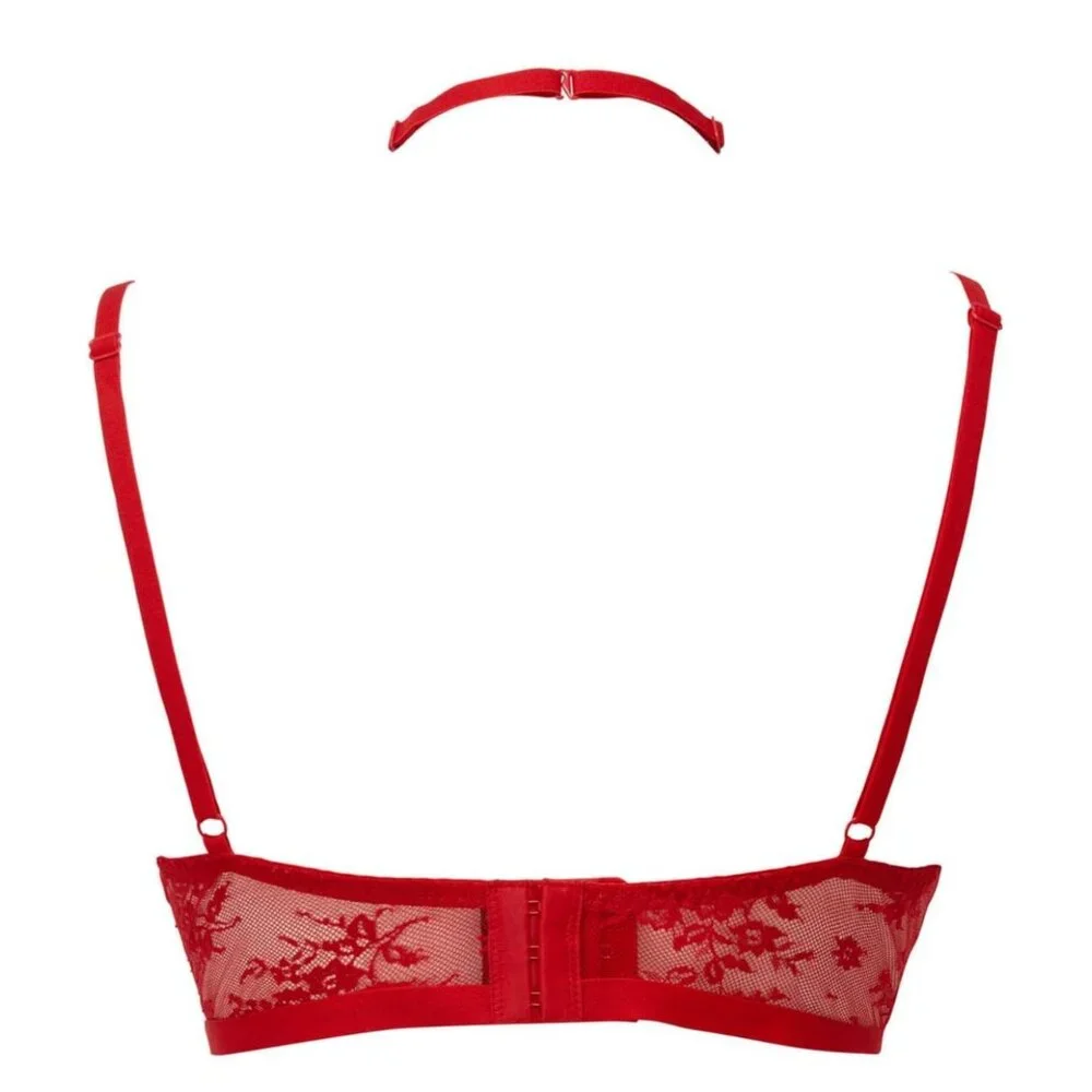 Killstar ✦ Sheer Evil Bra & Panty Set ✦ Scarlet Lace Choker Strap Gothic NWT - Picture 4 of 8